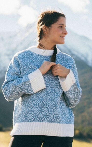 Kopyto BARIBAL - Damen Oversize-Stickpullover Beskiden-Muster 100% Merinowolle RWS von Kopyto