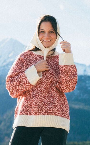 Kopyto BARIBAL - Damen Oversize-Stickpullover Beskiden-Muster 100% Merinowolle RWS von Kopyto