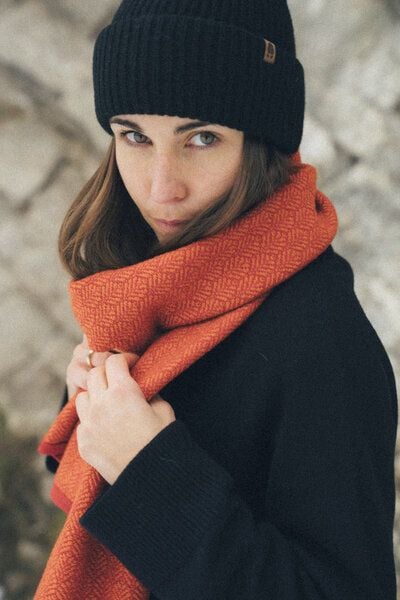 Kopyto Feinstrick Schal SORBUS Winterschal Zweifarbig Gestrickt aus mulesingfreier Merinowolle 100% RWS-zertifiziert von Kopyto