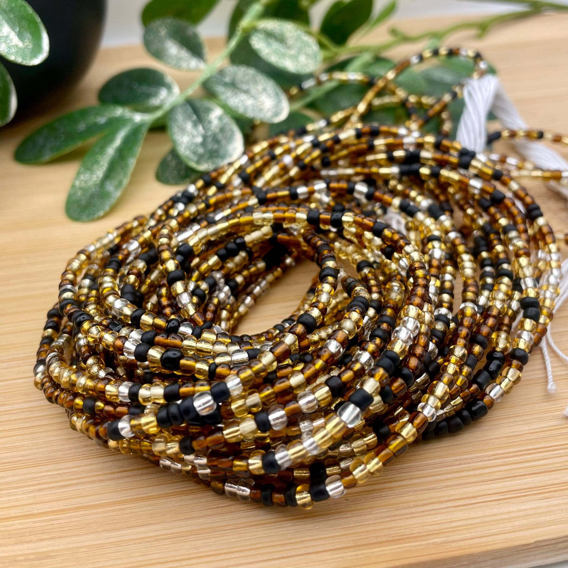 Eclipse Gold Waist Beads - Black Amber | 3mm Tie On Cotton String von KorahDesignsOfficial