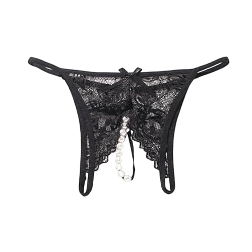 Koralpop Tangas Strings Ouvert Frau Mit Perlen String, Thong Spitze Mini, Tanga Sexy Perspektive Reizwäsche, Höschen Pantys Unten Offen Perlenstring Slip Unterhosen von Koralpop
