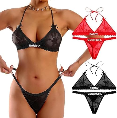 Koralpop Zweiteiliger Personalisierte Tangas mit Namen BH-Set, Tanga String Mit Namen Spitze Höschen Damen Freundin Hochzeit von Koralpop