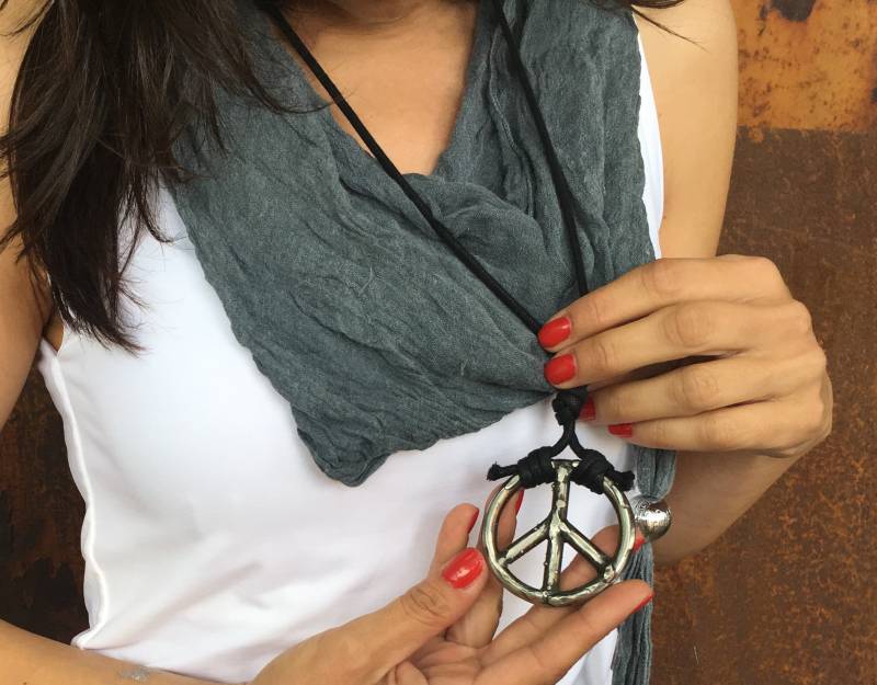 Boho Anhänger Frauen Handgemachte Halskette Hippie Peace Zeichen Symbol Für von Korcho