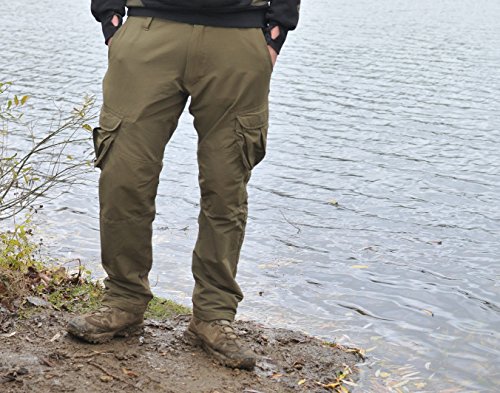 Korda Polar Kombats Dark Olive Large KCL087 Hose mit Fleece Winterhose Angelhose von Korda