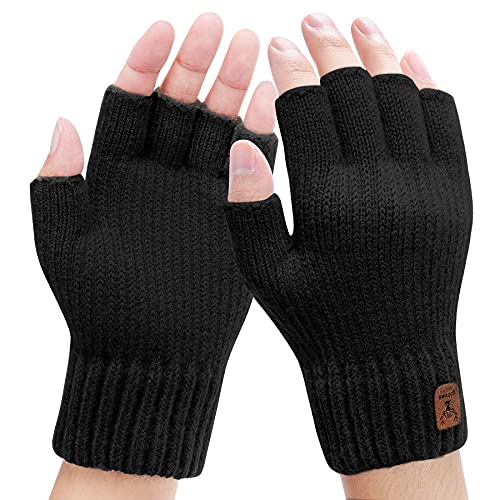 Kordear Herren Thermisch Fingerlose Handschuhe-Winter Fingerlose Handschuhe ohne fingerkuppen Strickhandschuhe Angenehm weich und flauschig für Alltag Freizeit für Männer Frauen von Kordear