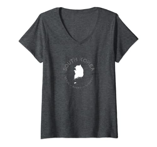 Damen Südkorea Retro Vintage Seoul Busan Grafik T-Shirt mit V-Ausschnitt Damen Südkorea Retro Vintage Seoul Busan Grafik T-Shirt mit V-Ausschnitt von Korea Gift and Souvenir