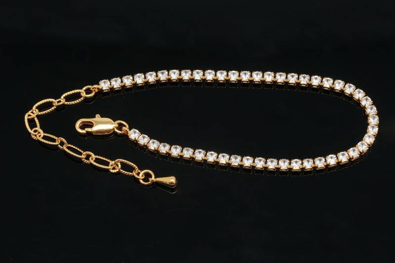 R060-1Piece-2.5 Mm Cz Armband, 16 cm + Verlängerung 5 Vergoldet E Mantel Anti Tarnish Tennis Armband von KoreaJeweler