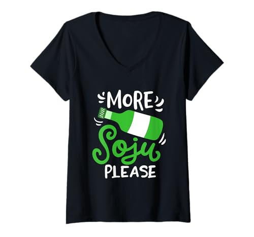 Damen Lustiges Soju Koreanisches Trinkzitat Koreanische Bar Party Nachtleben T-Shirt mit V-Ausschnitt Damen Lustiges Soju Koreanisches Trinkzitat Koreanische Bar Party Nachtleben T-Shirt mit V-Ausschnitt von Korean Culture Soju Fans Funny K Drama Lovers