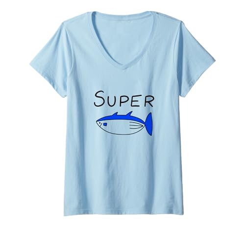 Damen Lustiger super Zeichnung Thunfisch, koreanischer Thunfisch T-Shirt mit V-Ausschnitt Damen Lustiger super Zeichnung Thunfisch, koreanischer Thunfisch T-Shirt mit V-Ausschnitt von Korean Drawing Tuna Fish Merchandise For Men Women