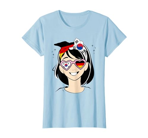 Halb deutsches halb koreanisches kleines Mädchen, Korea Deutschland Mädchen T-Shirt von Korean German Girls, Korean - Germany Flags