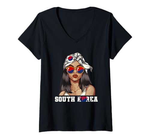 Damen Südkorea Koreaner Frau T-Shirt mit V-Ausschnitt Damen Südkorea Koreaner Frau T-Shirt mit V-Ausschnitt von Koreaner Südkorea Geschenk