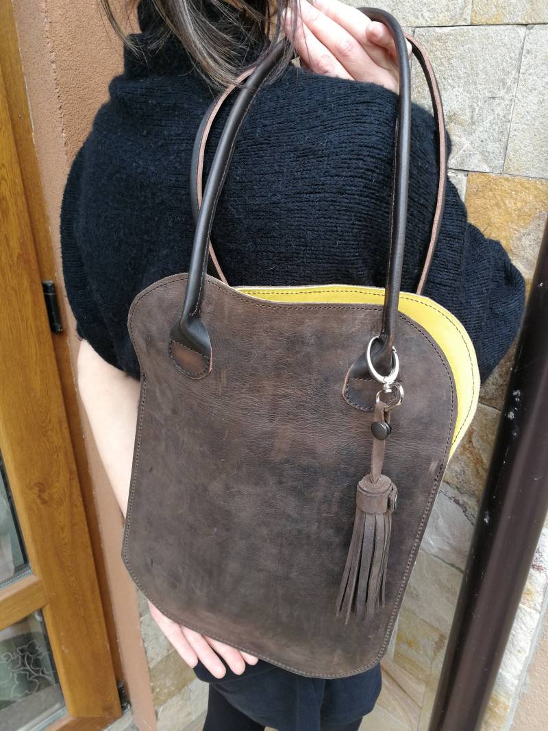 Braune Leder Henkeltasche, Damen Umhängetasche von KorektLeatherGoods