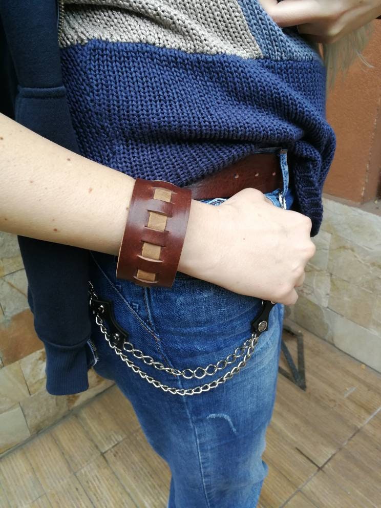 Manschettenarmband, Braunes Lederarmband, Echtes Erstklassiges Lederarmband, Armband von KorektLeatherGoods