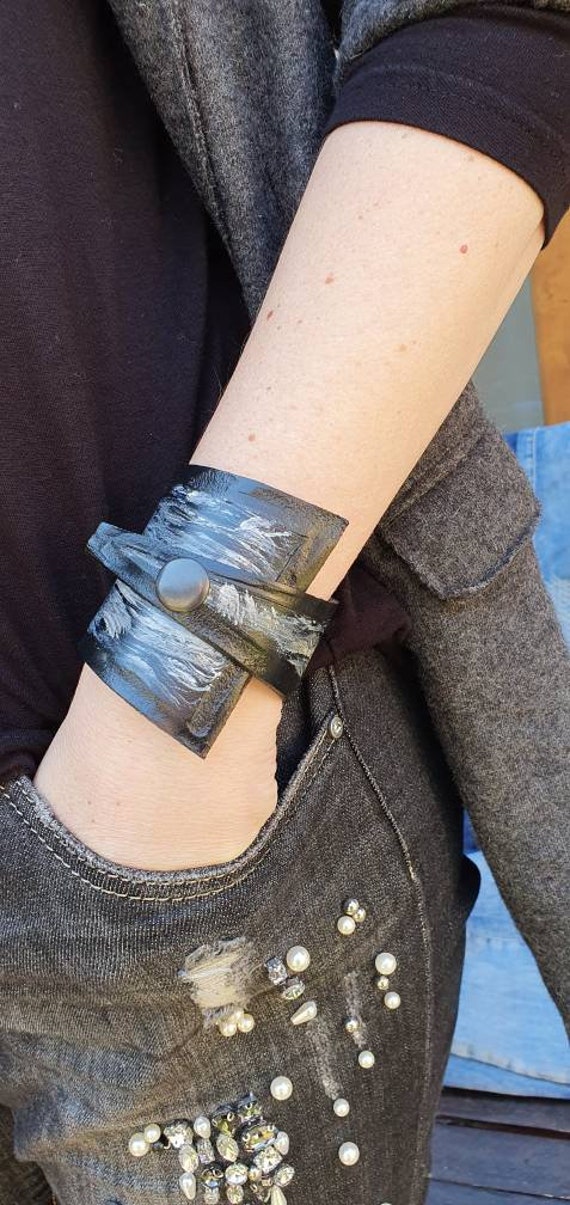 Echtes Lederarmband, Statement Armband von KorektLeatherGoods