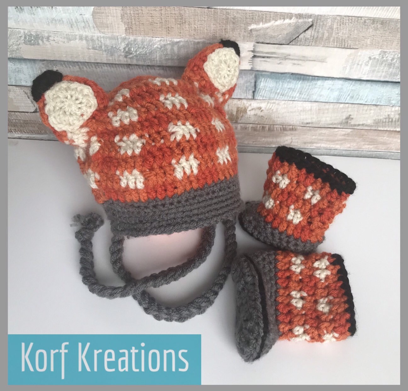Gekarierte Fuchs Mütze Und Booties - Frühchen Bis Erwachsene Individuell Handgemacht von KorfKreations