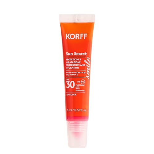 Korff Sun Secret Smile Lip Color SPF30, feuchtigkeitsspendender Lippenstift mit Hyaluronsäure, Vitamin E und Sheabutter, hoher Schutz, Farbton 02 Raspberry Pink, 15 ml von Korff
