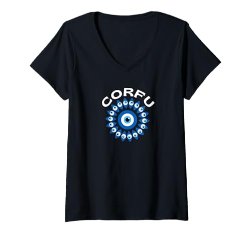 Damen Insel Korfu Griechenland Korfu T-Shirt mit V-Ausschnitt Damen Insel Korfu Griechenland Korfu T-Shirt mit V-Ausschnitt von Korfu-Souvenirladen