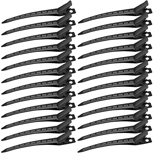 Entebill Haarspangen, Abteilklammern Friseur 24 Stück, Alligator Curl haarklippse, Combi-Clip Haarklammern, Alligator Metall Curl Clips Schwarz für Damen und Mädchen DIY Frisur (3.5 Zoll) (Schwarz) von Korintin