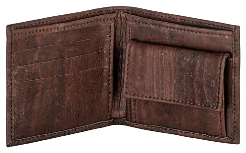 Geldbeutel aus Kork (Kork-Stoff). Alternative zu tierischem Leder | Kork-Geldbeutel Kork-Portemonnaie | 9 Fächer für Karten | Großes Fach für Scheine | Münzfach von Kork-Deko