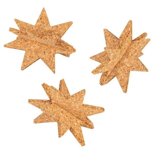 Kork-Deko 3 Korksterne – nachhaltige Weihnachtsdeko aus Naturkork zum Basteln & Dekorieren von Kork-Deko