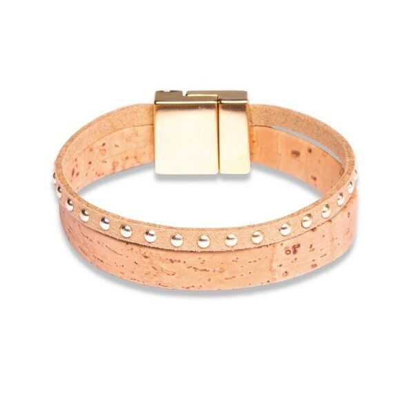 Kork-Deko Breites Korkarmband mit goldfarbenem Verschluss & Steinchen – vegan & stylisch Kork-Deko Breites Korkarmband mit goldfarbenem Verschluss & Steinchen – vegan & stylisch von Kork-Deko