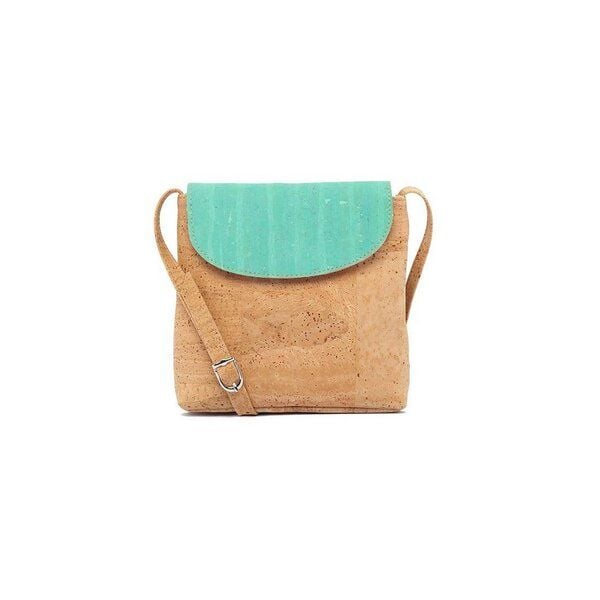 Kork-Deko Kleine Korktasche naturkorkfarben türkisenem Detail | nachhaltig, vegan von Kork-Deko