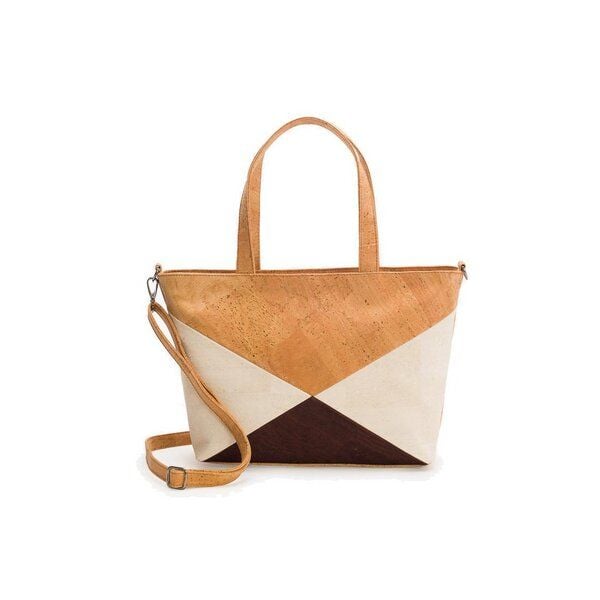 Kork-Deko Kork-Handtasche beige-braun-weiß (Shopper) von Kork-Deko