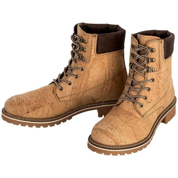 Kork-Deko Vegane Kork Schnürstiefel Unisex 40–45 | Nachhaltige Winterboots warm gefüttert von Kork-Deko