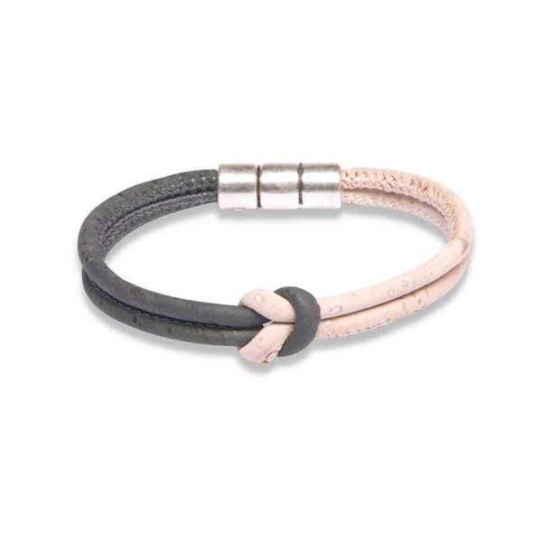 Kork-Deko Zweifarbiges Korkarmband Schwarz/Weiß – vegan, handgefertigt & verstellbar von Kork-Deko