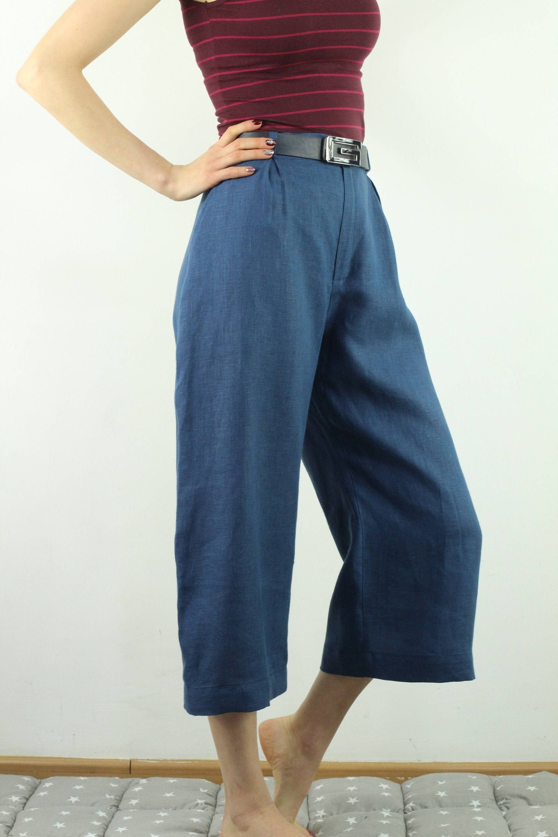 Leinenhose Auf Bestellung/ Damenhose/ Mit Taschen/Lässige Hose Elegante Sommerhose Leinen Cropped Leinenhose Auf Bestellung/ Damenhose/ Mit Taschen/Lässige Hose Elegante Sommerhose Leinen Cropped von Korkoshi