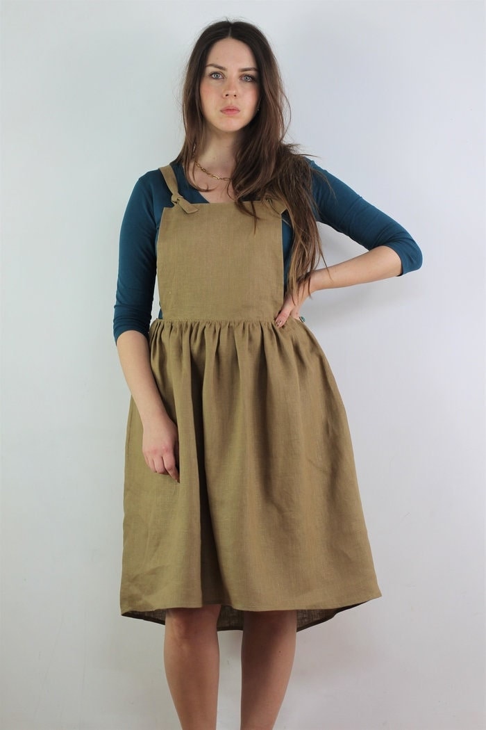 Leinenkleid/Sommerkleid Leinen Ärmelloses Kleid Riemenkleid Schürzekleid von Korkoshi