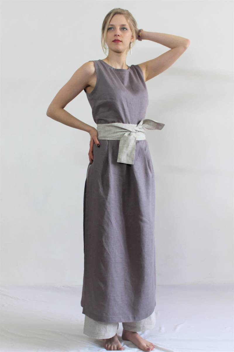 Leinenkleid Nach Maß, Maxikleid, Leinen Lässiges Kleid, Sommerkleid, Ärmellos von Korkoshi