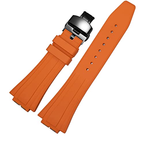 MOD Kit Kompatibles Fluorkautschuk-Armband Modifiziertes Gummi-Armband Für Casio Für G-shock Herren GM2100 GM-2100B Uhrenzubehör Mit Werkzeug (Orange Armband+ Schwarze Schnalle) von Korlexchi