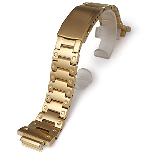 MOD Kit Schnellverschluss-Armband Metall Uhrenarmband modifiziertes Armband 316 Edelstahlband kompatibel mit Casio für G-shock Herren GM2100 GM2100B-3A (GM-2100, Gold) von Korlexchi