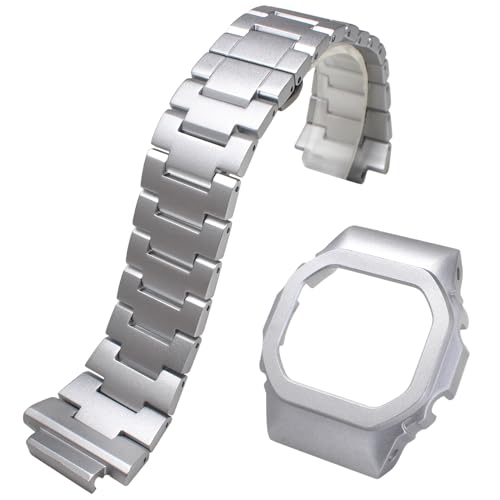 Korlexchi Uhrenarmband und Uhrengehäuse für Herren aus Leichte Aluminiumlegierung für Casio für G-shock DW-5600 GW-B5600 GB/GWX-5600 GW/DW-5000 DW-5025 5030 5035 Armbänder und Uhr Hülle aus Metall von Korlexchi