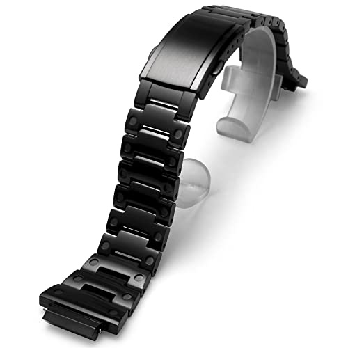 Korlexchi Uhrenarmband aus Metall für GM-5600 GM5600B für herren Kompatibel mit Casio für G-shock, Armbänder aus Edelstahl 316 mit Schnellspannfeder(schwarz) von Korlexchi