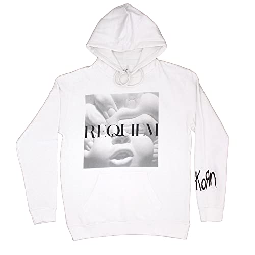 Korn Kapuzenpullover Requiem Band Logo Nue offiziell Herren Weiß Pullover XL von KORN