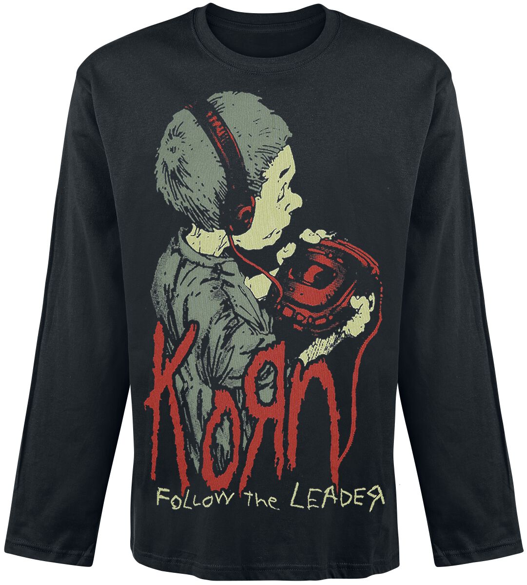 Korn Langarmshirt - Walkman - M bis XXL - für Männer - Größe L - schwarz  - Lizenziertes Merchandise! von Korn