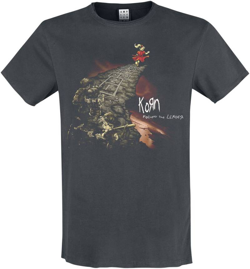 Korn T-Shirt - Amplified Collection - Follow The Leader - S bis XXL - für Männer - Größe S - charcoal  - Lizenziertes Merchandise! von Korn