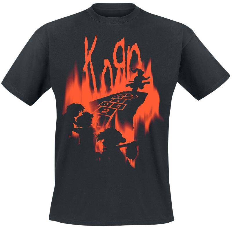 Korn T-Shirt - Hopscotch Flame - S bis XXL - für Männer - Größe S - schwarz  - Lizenziertes Merchandise! von Korn