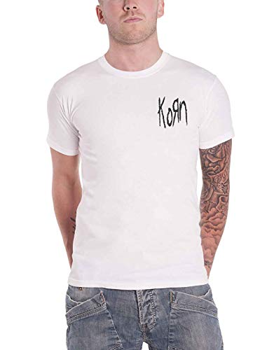 Korn T Shirt Serenity of Suffering Scratch Band Logo Nue offiziell Herren Weiß L von Korn