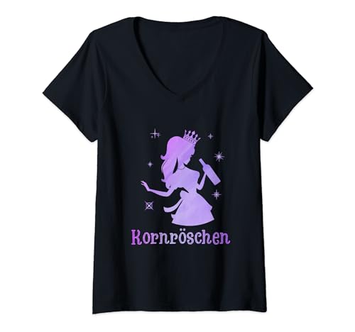 Damen Lustiges T-Shirt Kornröschen Prinzessin Korn Schnaps Party T-Shirt mit V-Ausschnitt Damen Lustiges T-Shirt Kornröschen Prinzessin Korn Schnaps Party T-Shirt mit V-Ausschnitt von Kornröschen Prinzessin Korn Schnaps Party