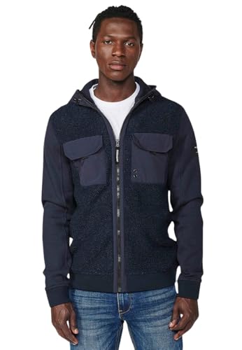 Koroshi Herren-Sweatshirtjacke mit langen Ärmeln und Taschen vorne und Revers, Marineblau, blau, Small von Koroshi