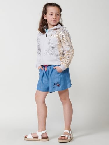 Koroshi Mädchen-Sweatshirt mit perlgrauer Kapuze mit goldenem Tiger und Blumen, Perlgrau, grau, 8 Jahre von Koroshi