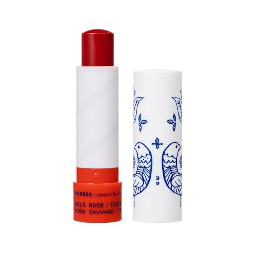 KORRES pflegender Lip Balm Wild Rose, getönt rot, Lippenpflege mit Johanniskrautöl, vegan & dermatologisch getestet, 4 g von KORRES