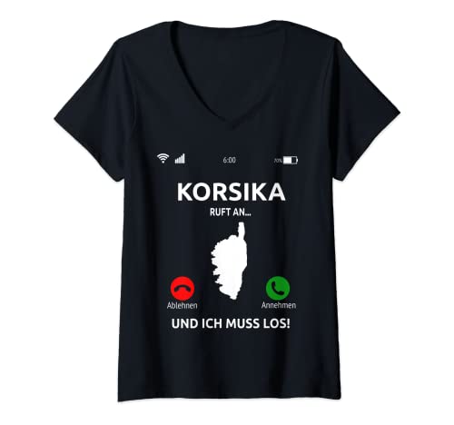 Damen Korsika Ruft An Corsica Mittelmeer Insel Corse Frankreich T-Shirt mit V-Ausschnitt Damen Korsika Ruft An Corsica Mittelmeer Insel Corse Frankreich T-Shirt mit V-Ausschnitt von Korsika Corsica Frankreich Urlaub Geschenkideen