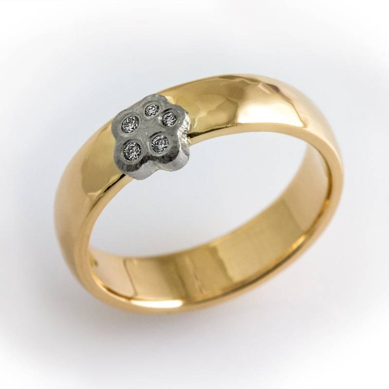 Blumen Set Ring, Blume Braut Ring Inspiriert, Gesetzt, Floralen Diamant-Ring, Einzigartige Zweifarbige Diamantverlobungsring Für Sie von KorusDesign