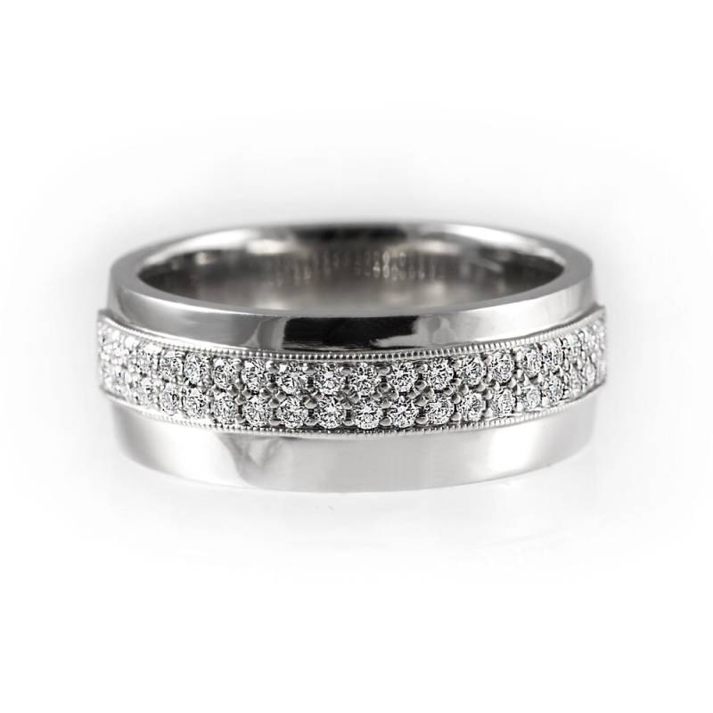 Breite Diamant-Hochzeitsband, Zwei Reihe Diamant-Ring, Diamant-Pflaster-Ring, Einzigartige Breite Ring, Diamant-Hochzeitsring, Halbe Ewigkeit von KorusDesign