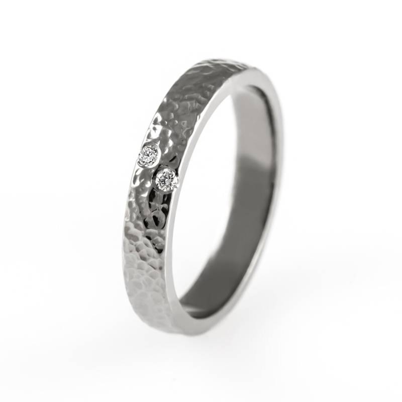 Einzigartige Strukturierte Ehering, Moderne Einzigartige Diamant-Ring, Diamant-Ehering, Alternative Geschmiedete Diamant-Ring von KorusDesign