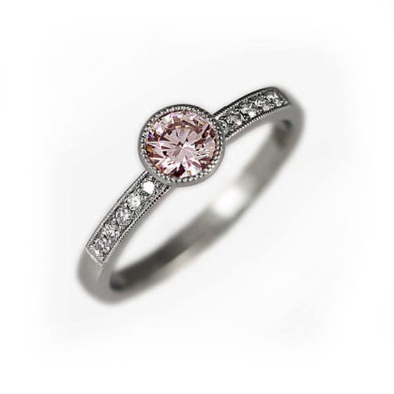 Morganit Verlobungsring, Ring, Und Diamant-Ring, Verlobungsring Lünette, Milgrain Weißgold von KorusDesign